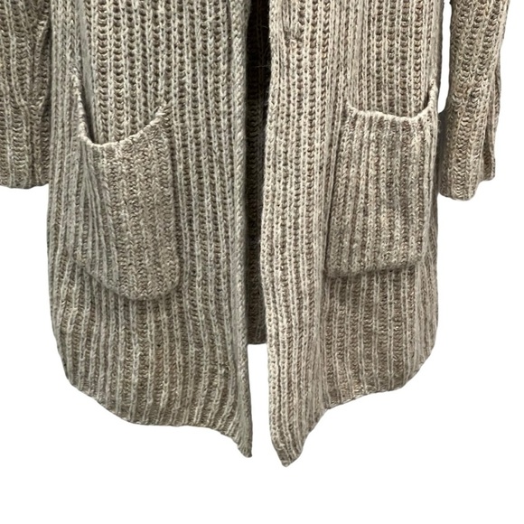 Loft Long Cardigan Tan Pockets Size Small Wool Silk Mohair Blend - Picture 4 of 6